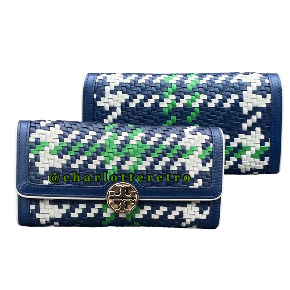 Tory Burch Duet Woven Leather Wallet - Picture 1 of 7